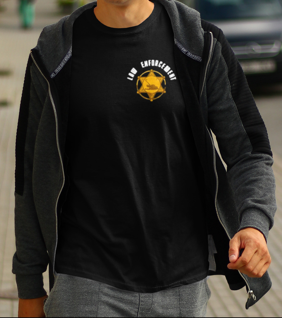 Middleclassfancy Lawn Enforcement Badge With Gold Star And Tractor T-Shirt