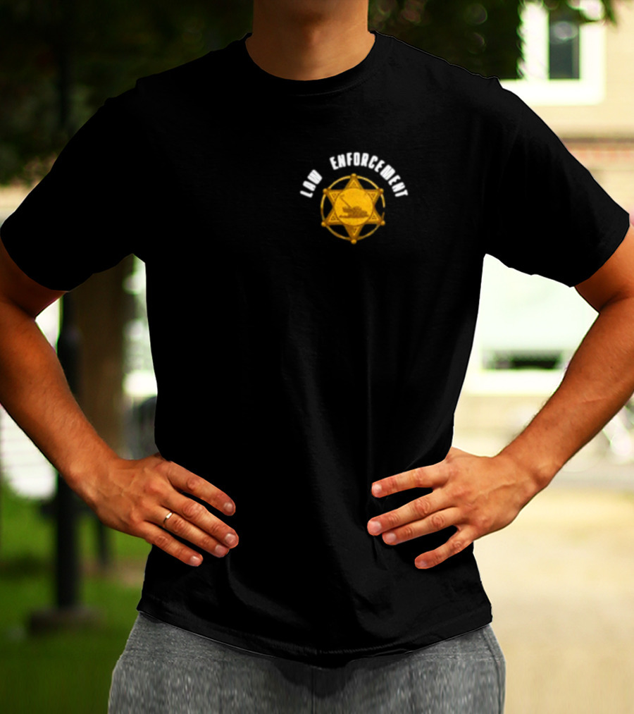 Middleclassfancy Lawn Enforcement Badge With Gold Star And Tractor T-Shirt