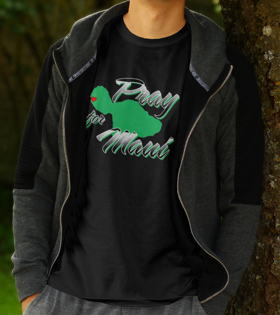 Pray For Maui Green Island Heart T-Shirt