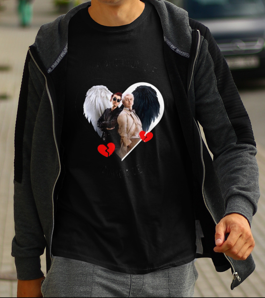 Azirasbraincell Good Omens I'm A Child Of Divorce Heart Wings Broken Heart T-Shirt