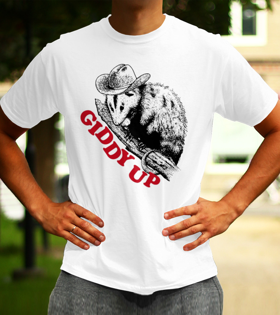 Giddy Up Cowboy Hat Opossum On Branch T-Shirt