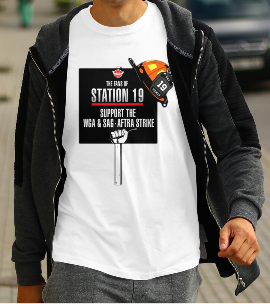 Fans Of Station 19 Support WGA And SAG-AFTRA Strike With Firefighter Helmet T-Shirt