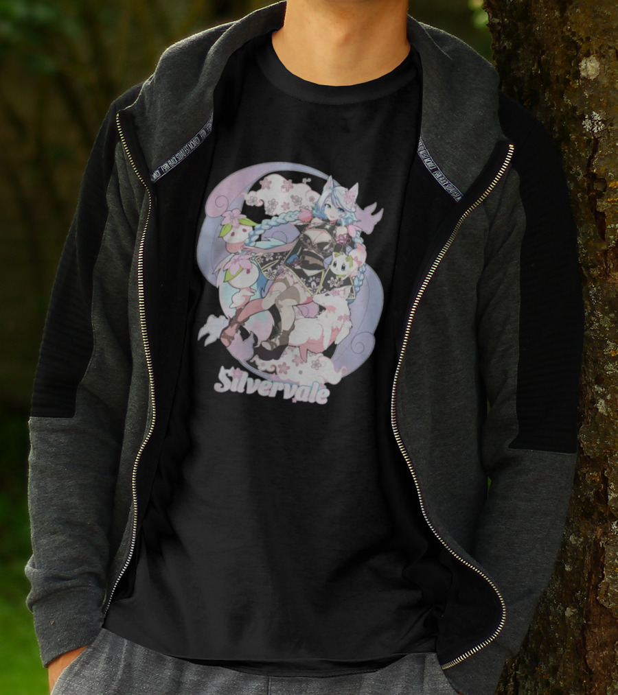 Silvervale Pastel Anime Fantasy Character With Floral Elements T-Shirt