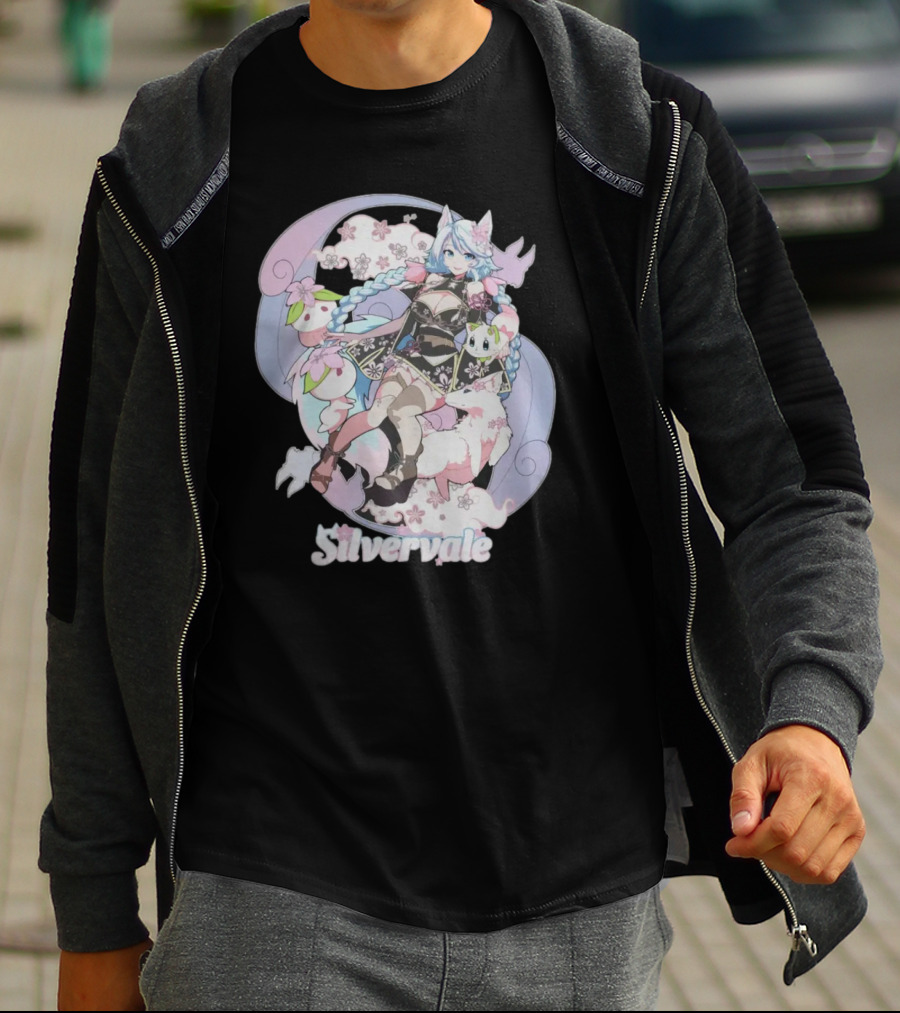 Silvervale Pastel Anime Fantasy Character With Floral Elements T-Shirt