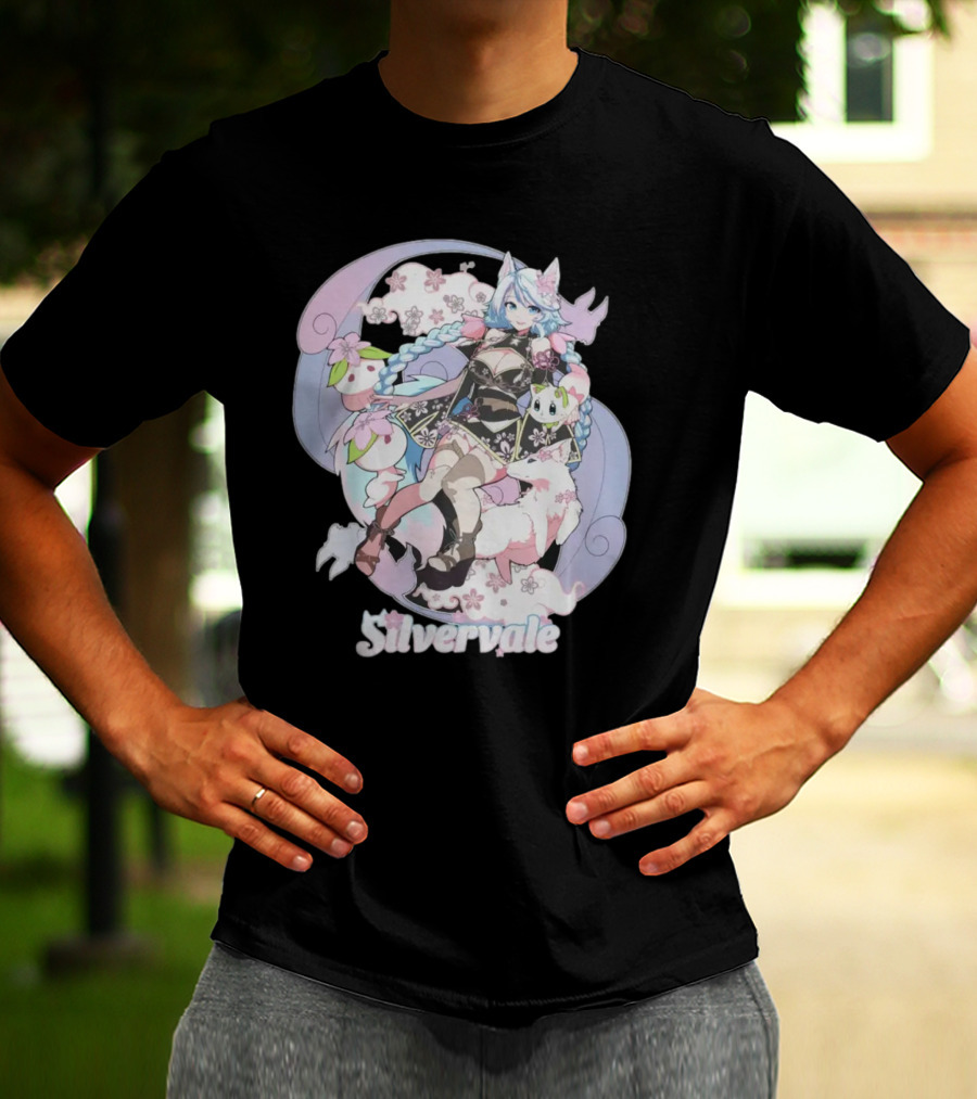 Silvervale Pastel Anime Fantasy Character With Floral Elements T-Shirt