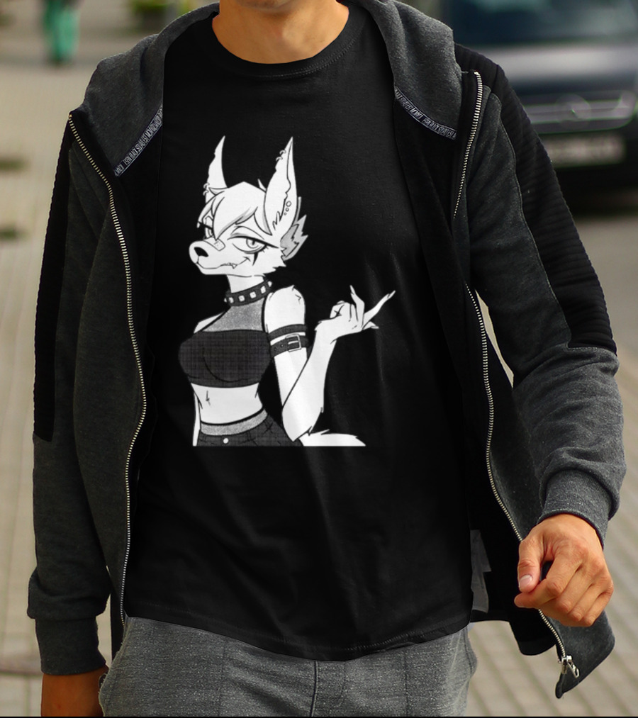 Punk Girl Jackal Attitude Aesthetic T-Shirt