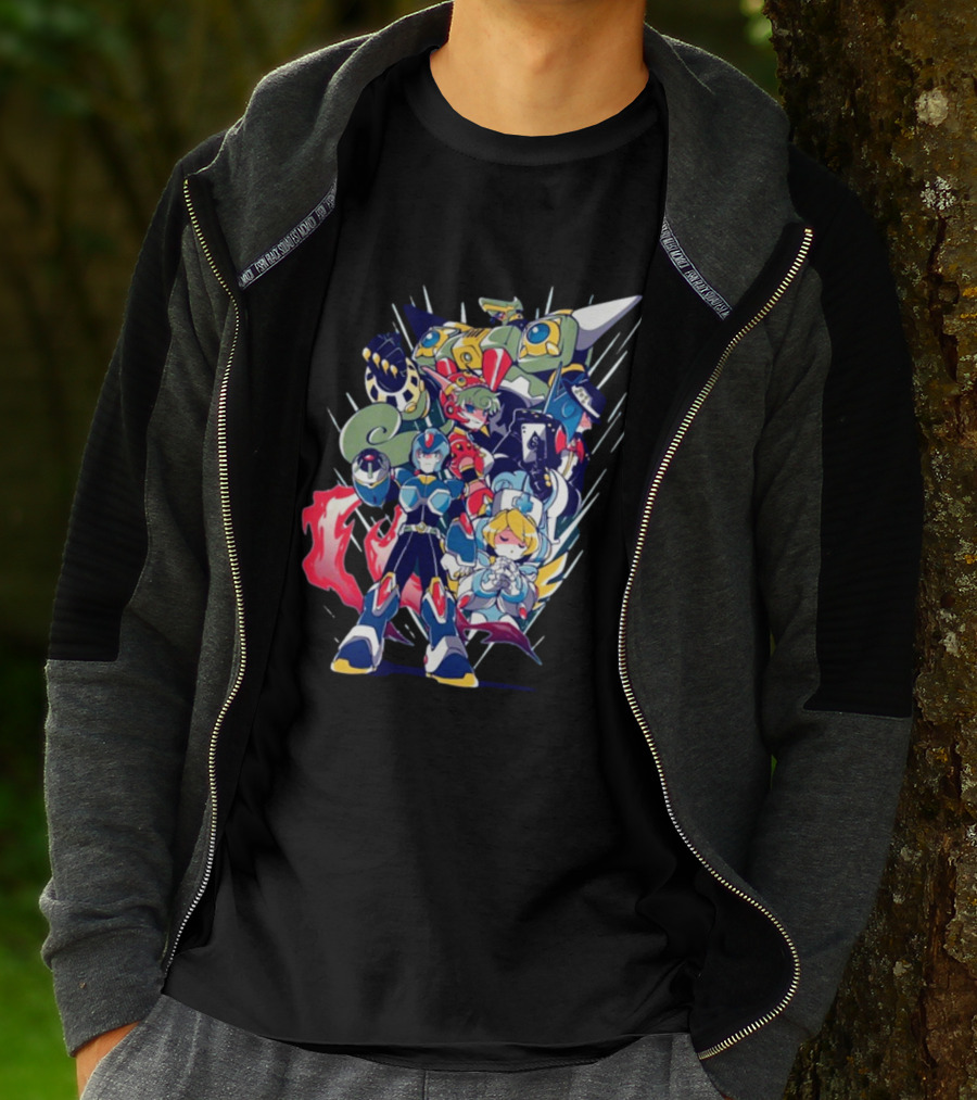 Mega Man X Armor With Maverick Bosses And Allies T-Shirt