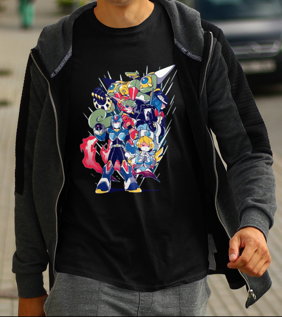 Mega Man X Armor With Maverick Bosses And Allies T-Shirt