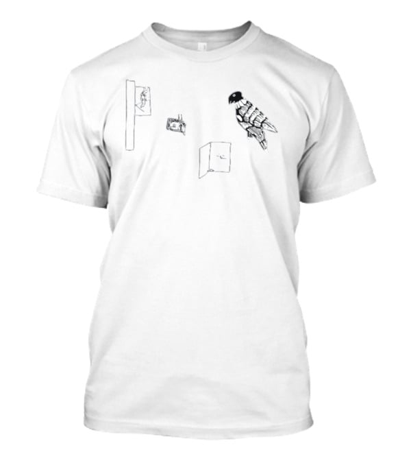 Drew Monson Bird Illustration With Clock And Hanging Figure T-Shirt