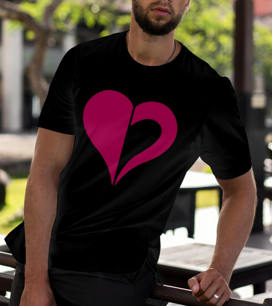 Hero Of Heart Symbol Red Half Heart Shape T-Shirt