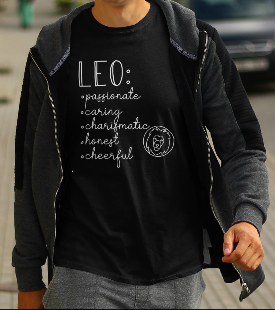 Leo Traits Passionate Caring Charismatic Honest Cheerful Zodiac Birthday V-Neck T-Shirt