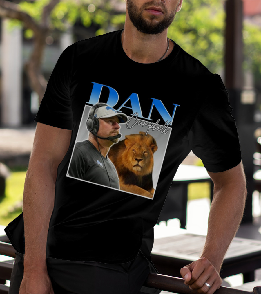 Dan Campbell Detroit Lions Coach With Lion Vintage T-Shirt