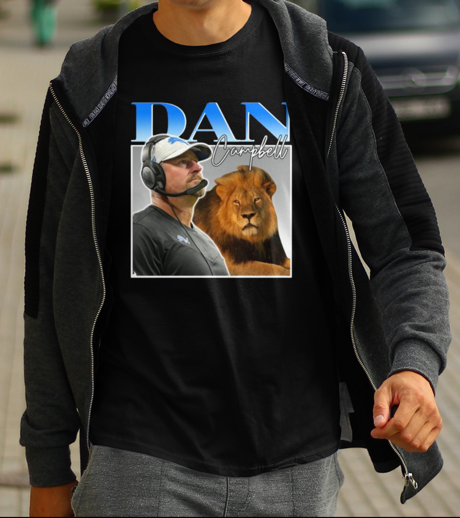 Dan Campbell Detroit Lions Coach With Lion Vintage T-Shirt