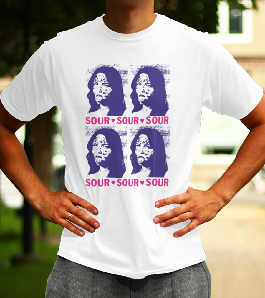 Olivia Rodrigo Sour Grid Purple Silhouette Portrait Hearts T-Shirt