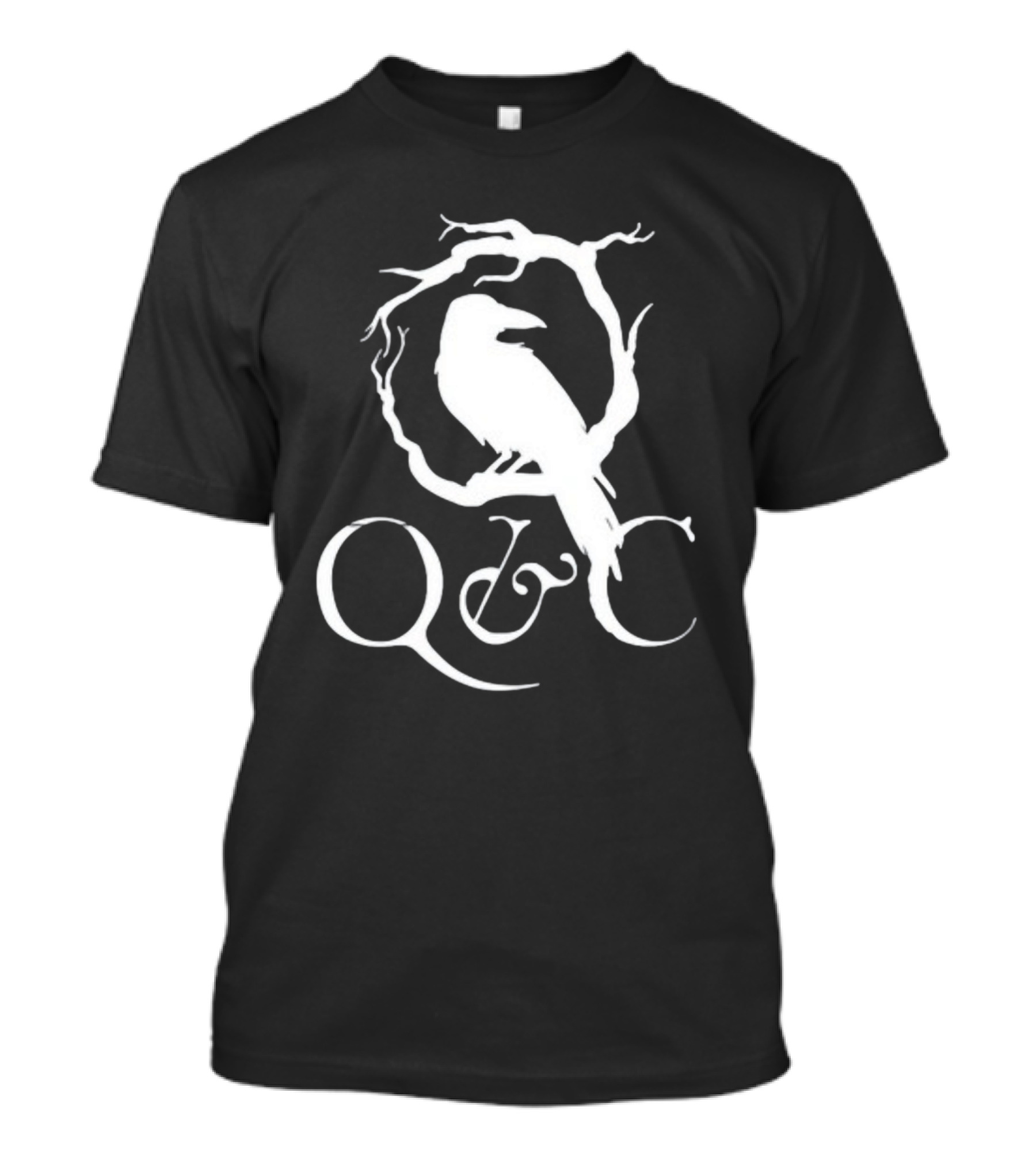 Q&C Heavyweight Bird Silhouette In Tree Branch Circle T-Shirt
