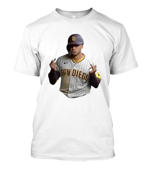 San Diego Baseball Player Gesture In Pinstripe Jersey T-Shirt