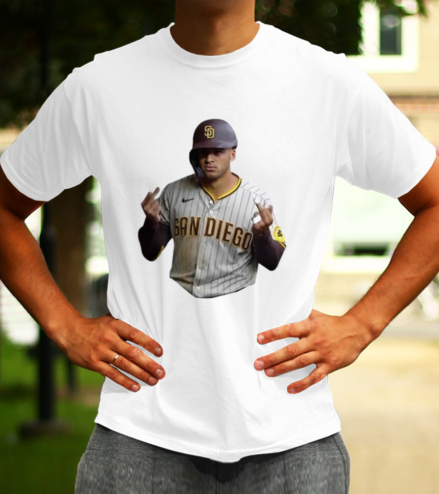 San Diego Baseball Player Gesture In Pinstripe Jersey T-Shirt