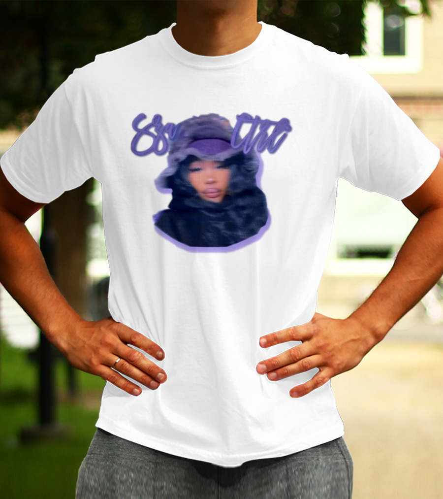 Meechy Club Sza Ctrl Portrait With Fuzzy Hood And Purple Gradient Text T-Shirt