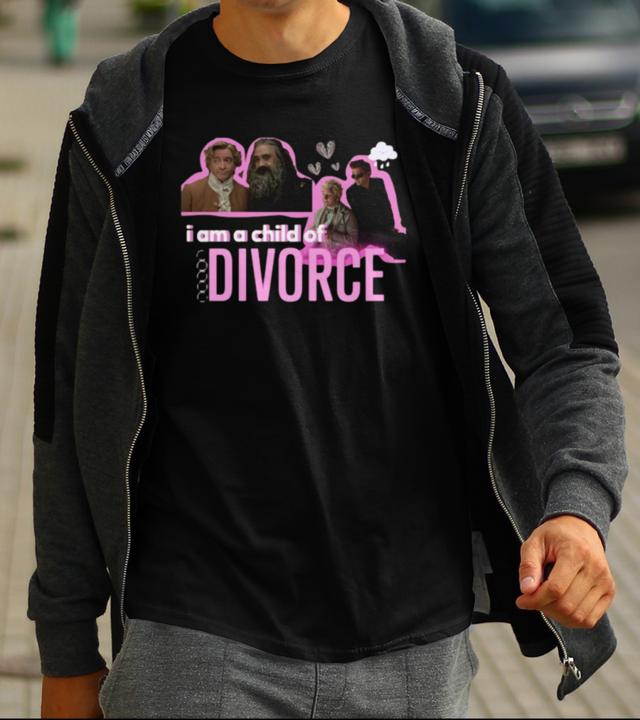 Good Omens I Am A Child Of Divorce Characters With Pink Outline T-Shirt