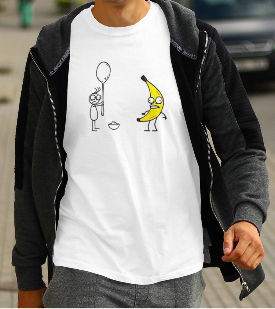 Rejected Spoon Sad Faced Banana Confrontation In Darkness T-Shirt