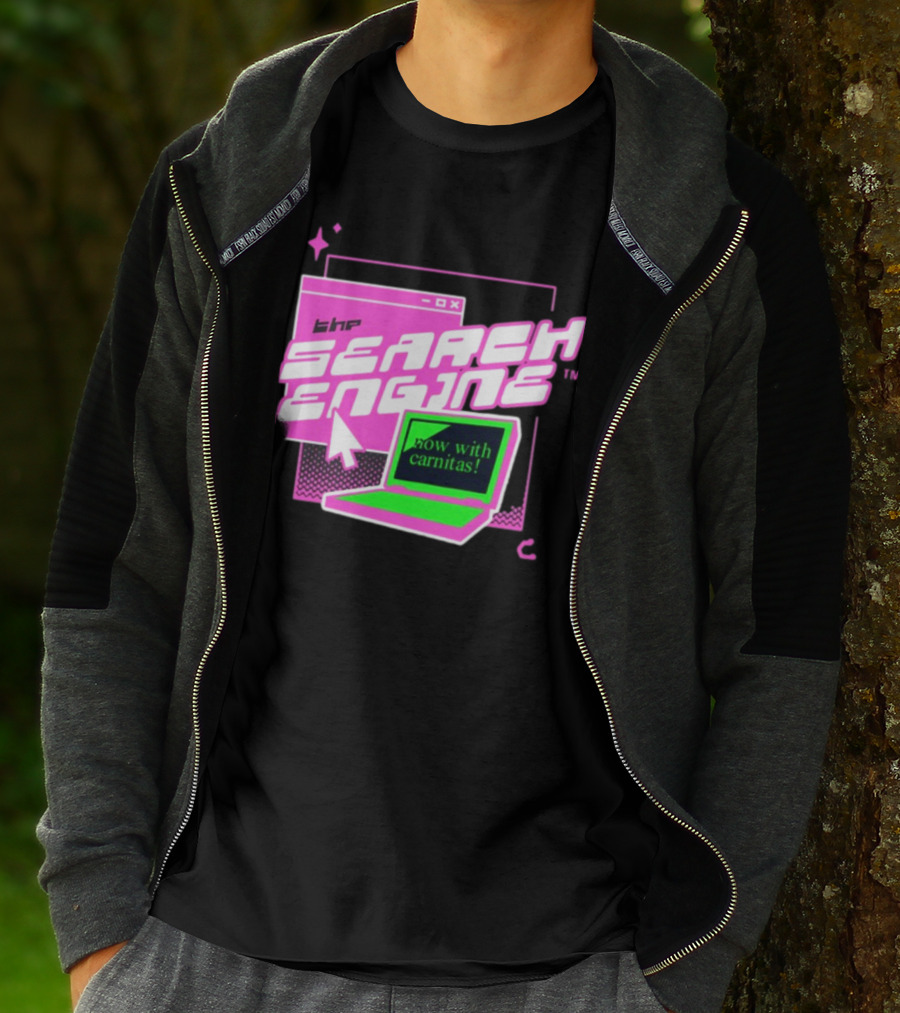 The Search Engine Now With Carnitas Neon Retro Computer Graphics T-Shirt