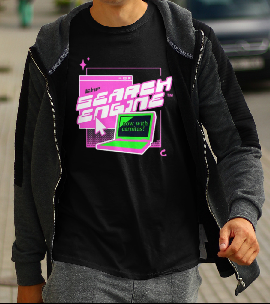 The Search Engine Now With Carnitas Neon Retro Computer Graphics T-Shirt
