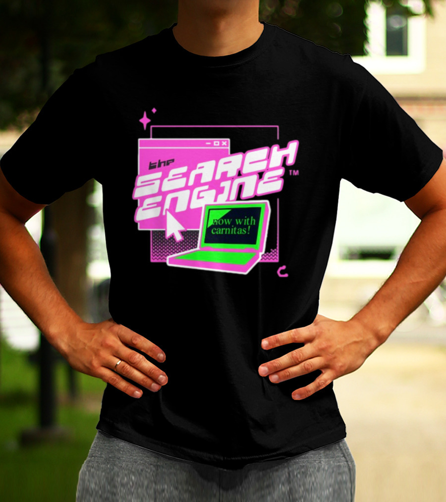 The Search Engine Now With Carnitas Neon Retro Computer Graphics T-Shirt