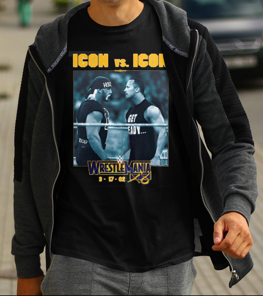 ICON Vs. ICON WrestleMania X8 The Rock Hulk Hogan 3-17-02 T-Shirt