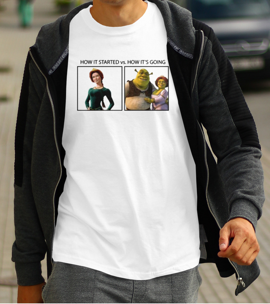 Shrek And Fiona How It Started Vs. How It's Going T-Shirt