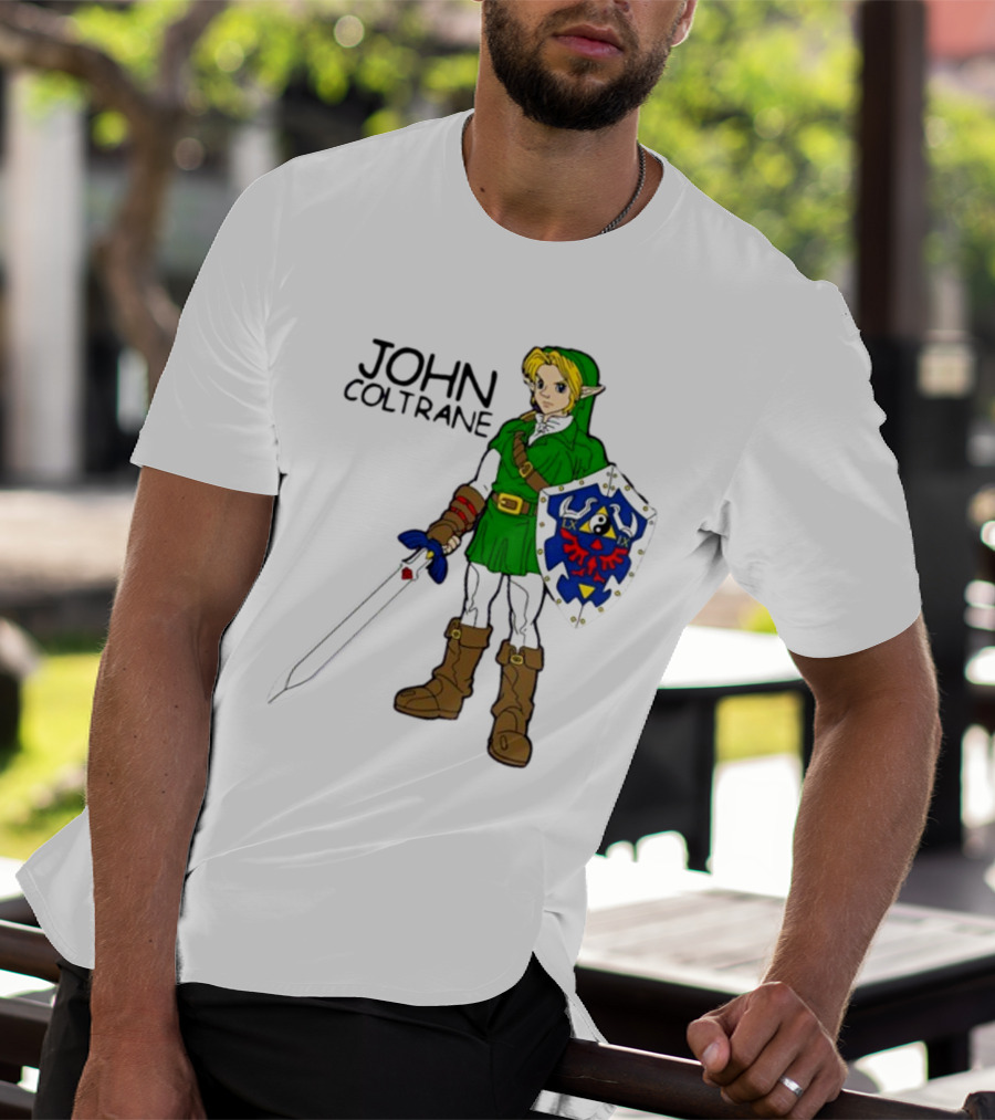 JOHN COLTRANE Lxix Apparel Zelda Inspired Character With Sword And Shield T-Shirt