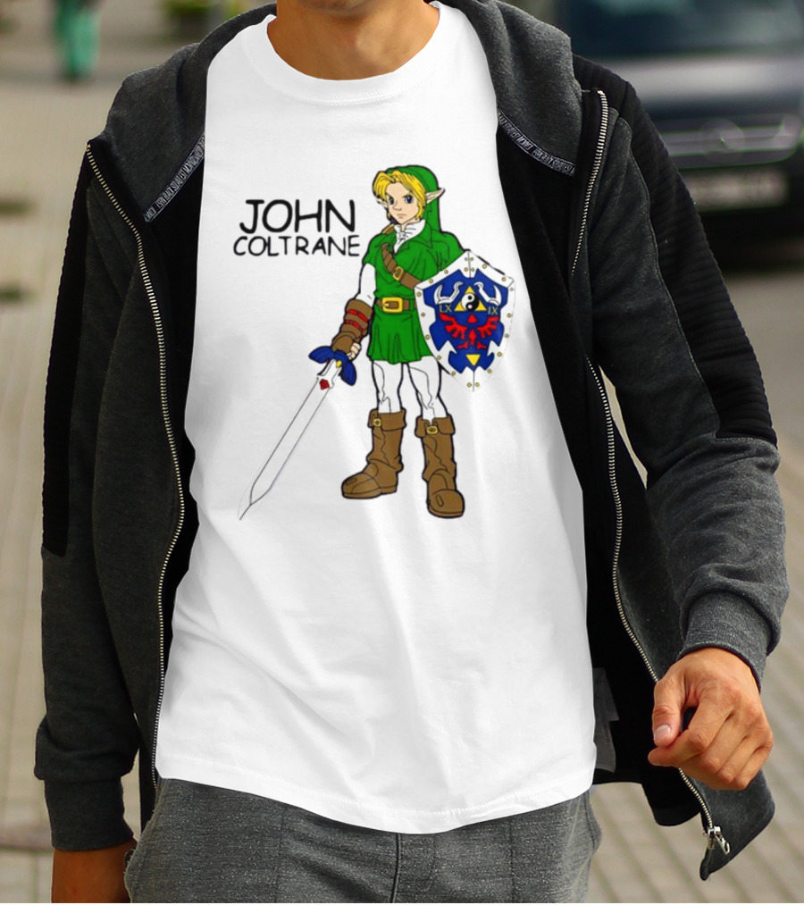 JOHN COLTRANE Lxix Apparel Zelda Inspired Character With Sword And Shield T-Shirt