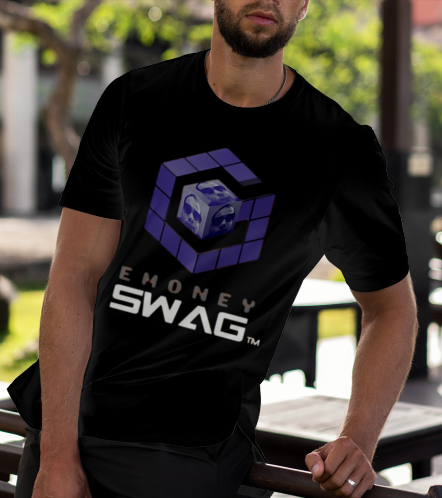 Erobb221 Emoney Swag Cube Design With Purple Blocks T-Shirt