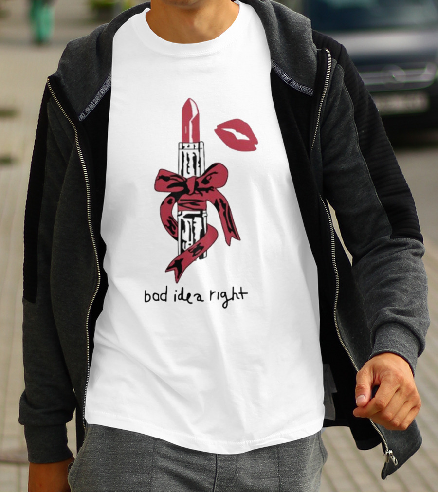 Bad Idea Right Lipstick Bow And Kiss T-Shirt