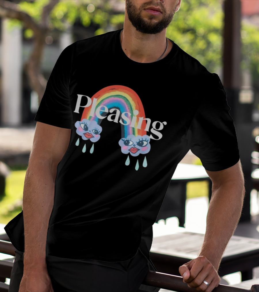 Pleasing Rainbow Clouds With Teardrops And Smiling Faces T-Shirt