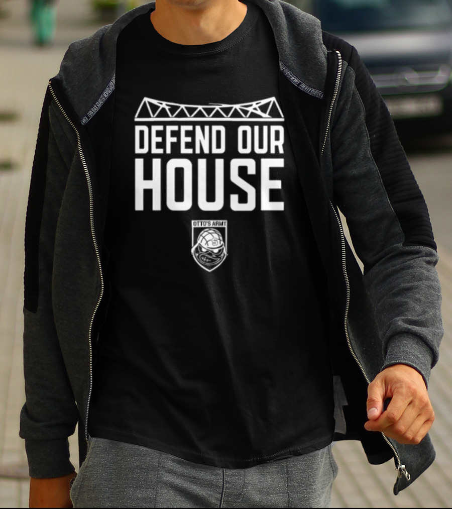 Limited Otto's Army Defend Our House Stadium Mascot Badge T-Shirt