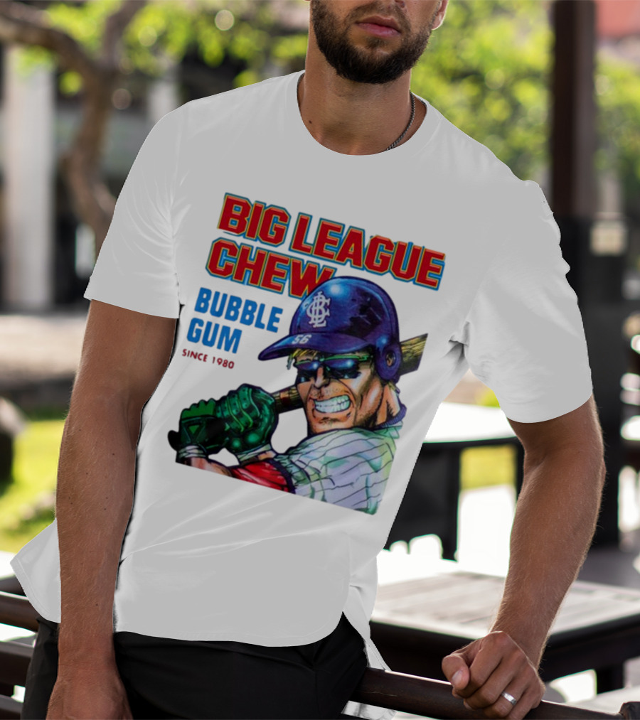 Big League Chew Bubble Gum Since 1980 Baseball Player T-Shirt