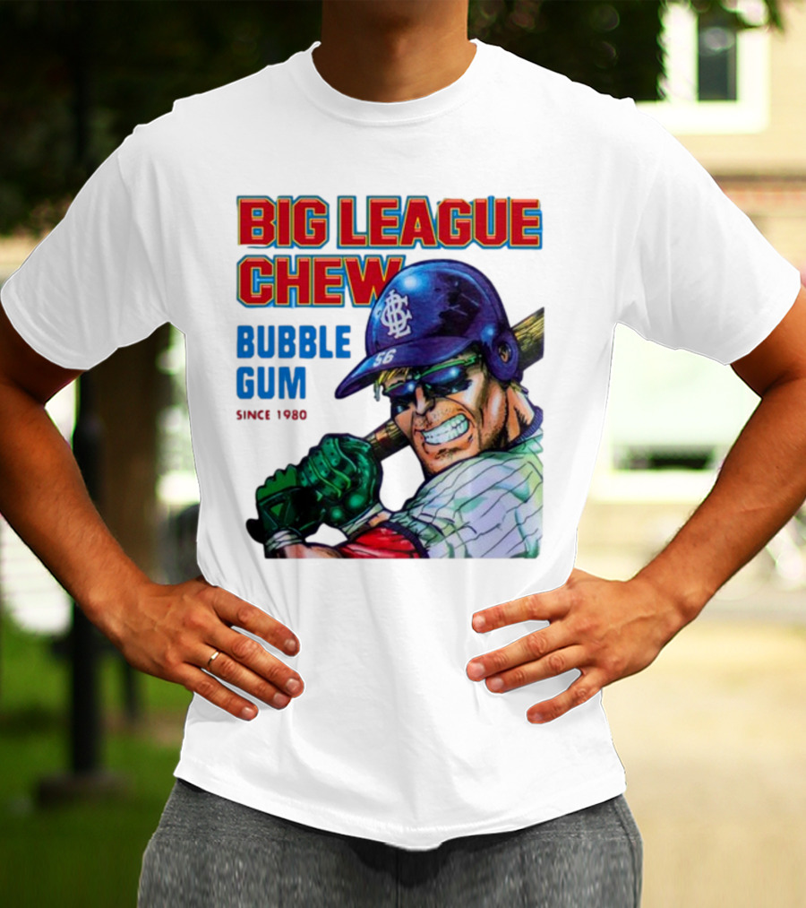 Big League Chew Bubble Gum Since 1980 Baseball Player T-Shirt