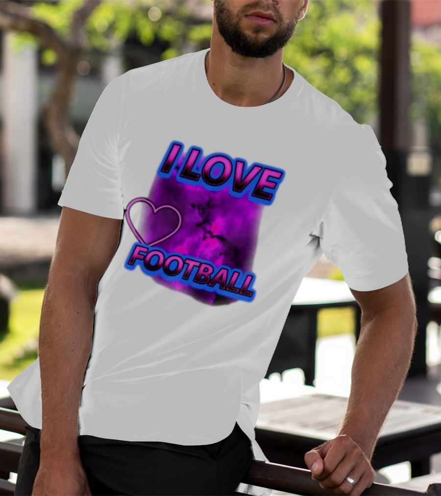 I Love Football Heart Purple Galaxy T-Shirt