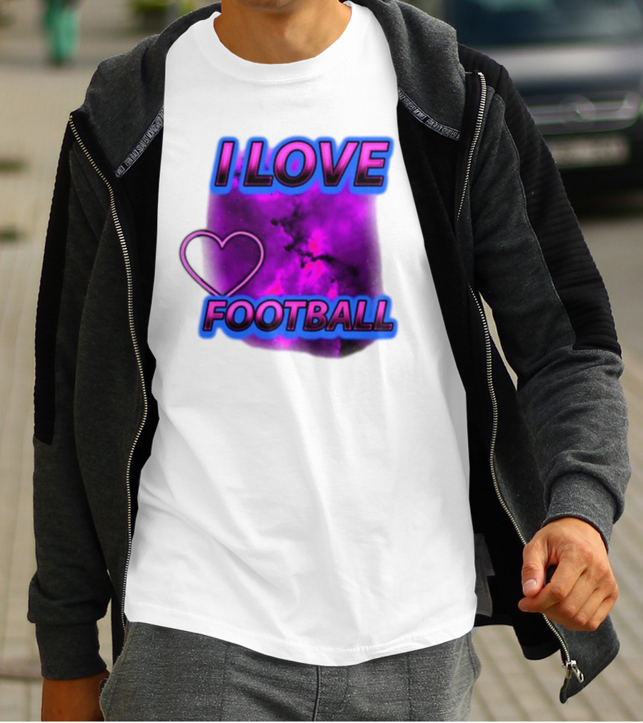 I Love Football Heart Purple Galaxy T-Shirt