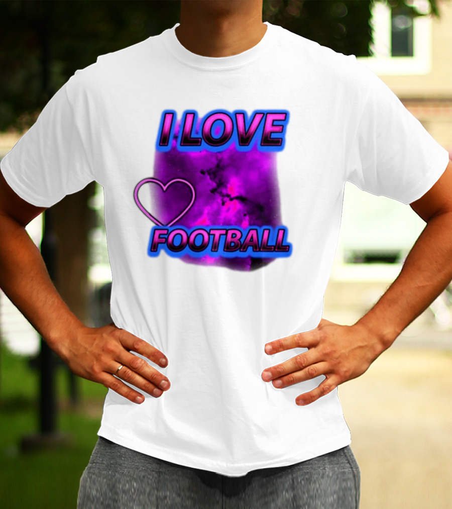 I Love Football Heart Purple Galaxy T-Shirt