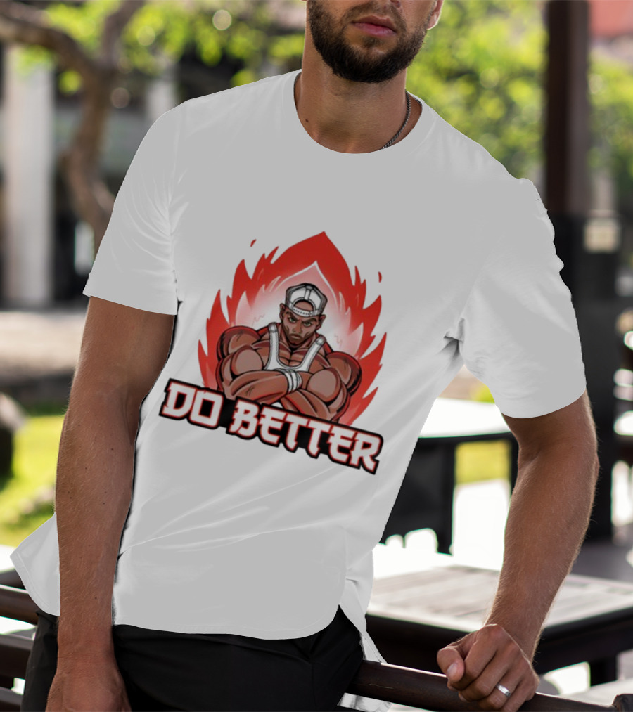Joey Swoll Do Better Anime Character With Flames T-Shirt