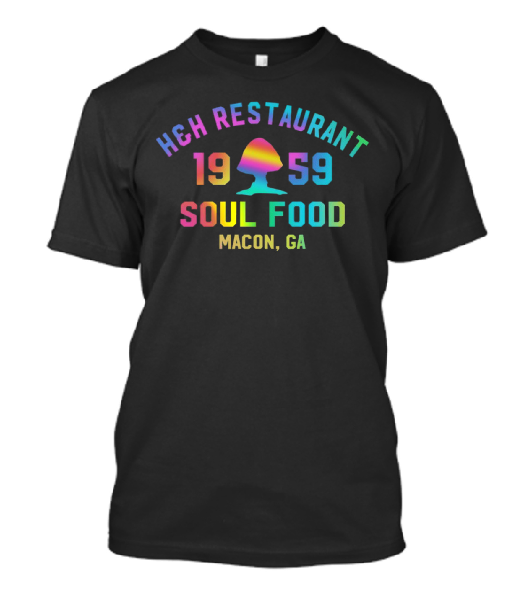 H&H Restaurant 1959 Soul Food Macon GA Vintage Rainbow T-Shirt