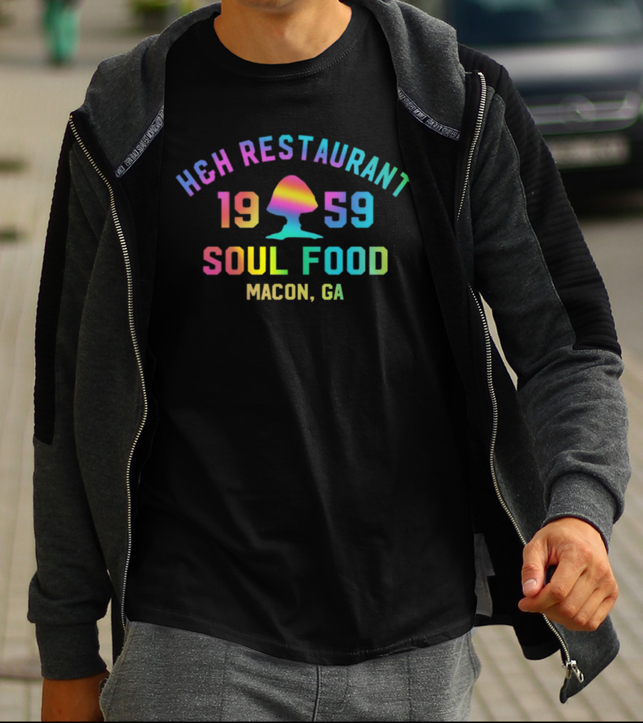 H&H Restaurant 1959 Soul Food Macon GA Vintage Rainbow T-Shirt