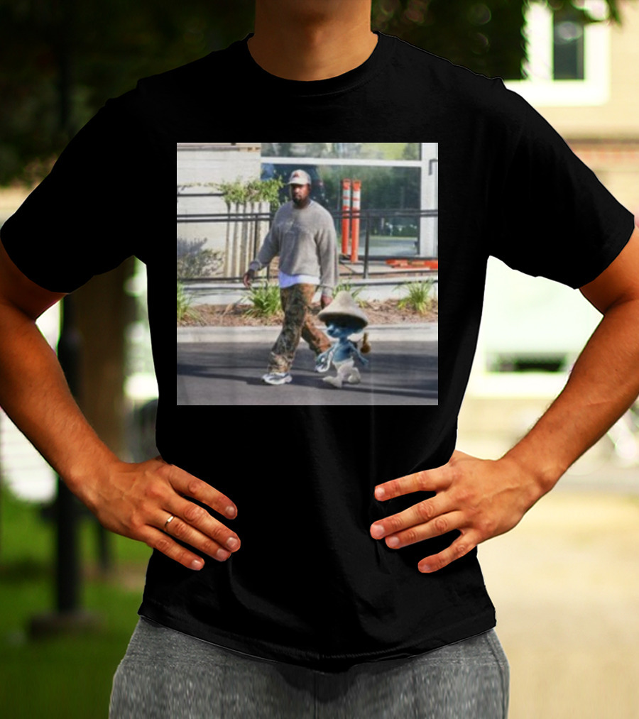 Kanye West Walking With Smurfcat Collaboration Content T-Shirt
