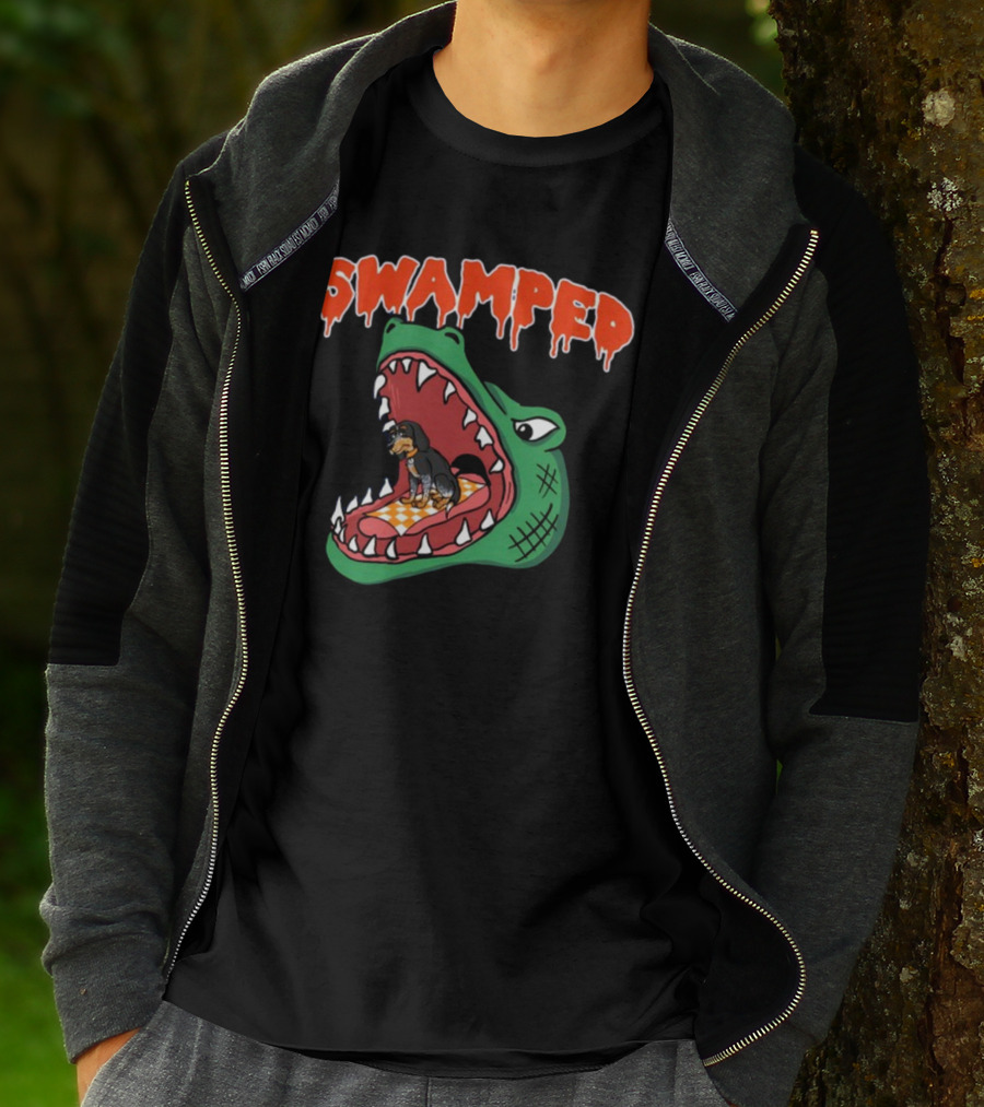 Swamped Hoodie Dog In Gator Mouth T-Shirt