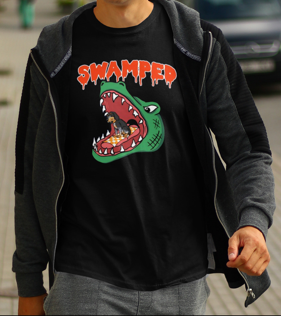 Swamped Hoodie Dog In Gator Mouth T-Shirt