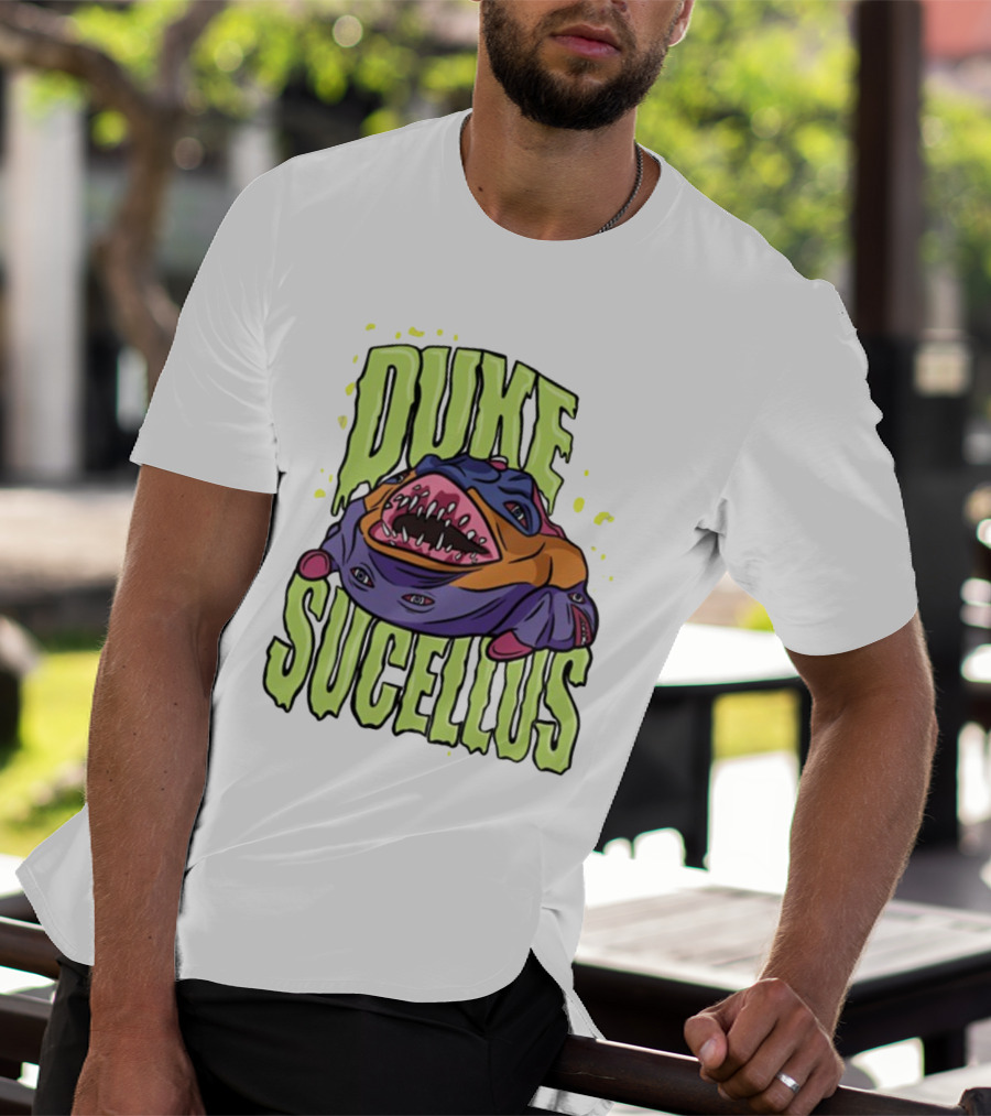 Duke Sucellus Multicolored Creature With Sharp Teeth T-Shirt