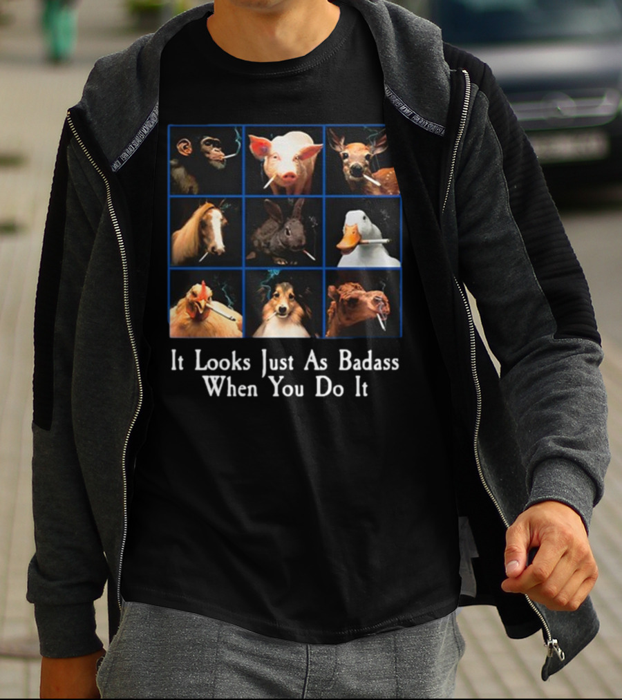 It Looks Just As Badass When You Do It Smoking Animals Grid T-Shirt