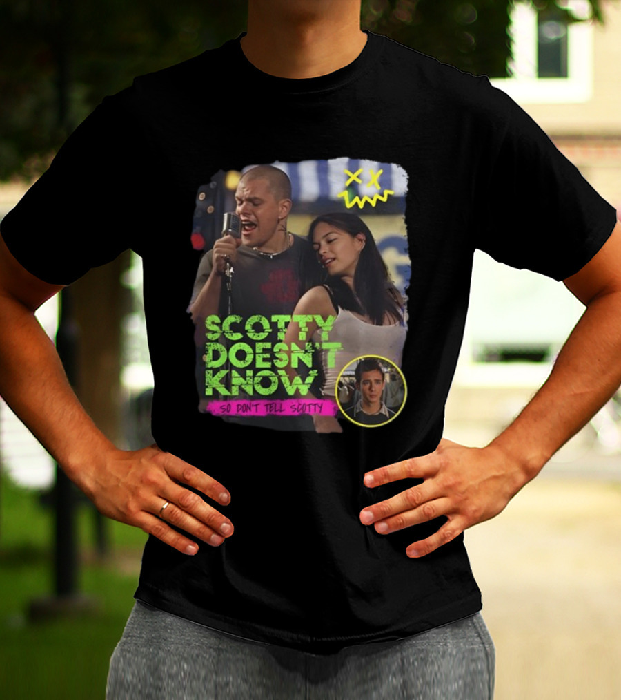 Jonas Never Scotty Doesn't Know So Don't Tell Scotty Karaoke Scene T-Shirt