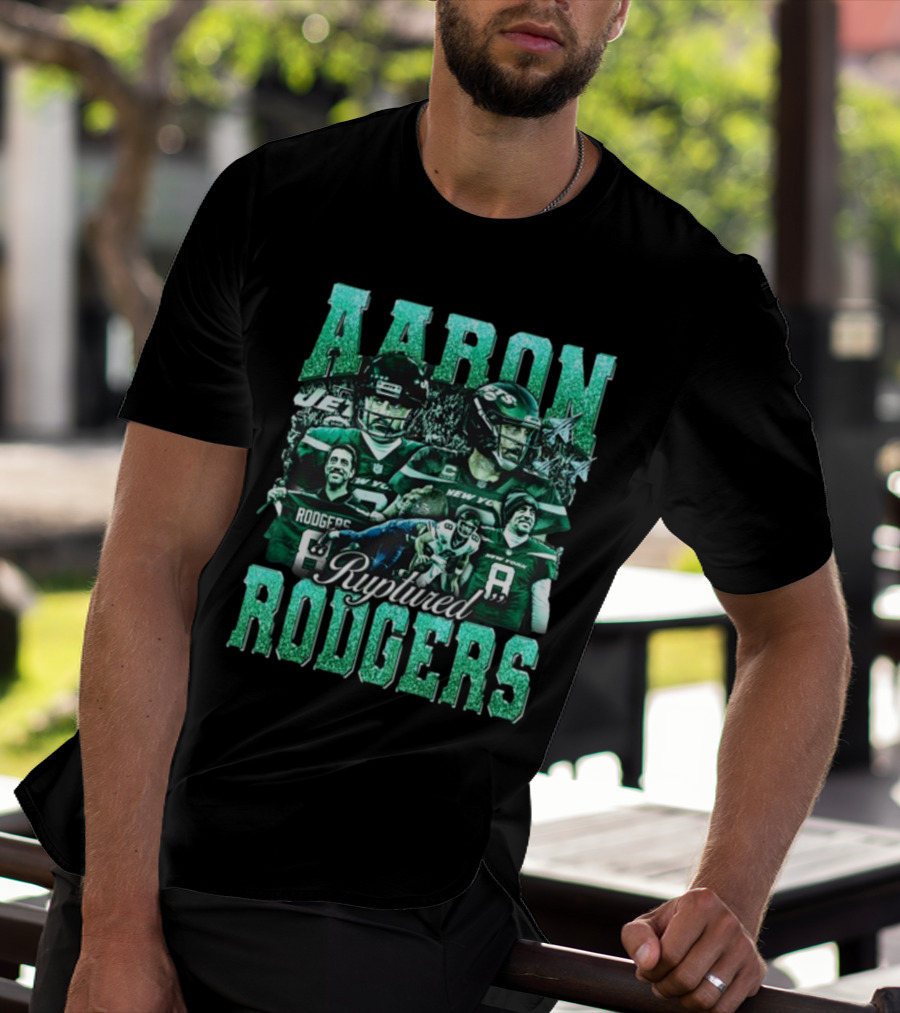 Aaron Rodgers Ruptured Rodgers New York Jets Quarterback Collage T-Shirt